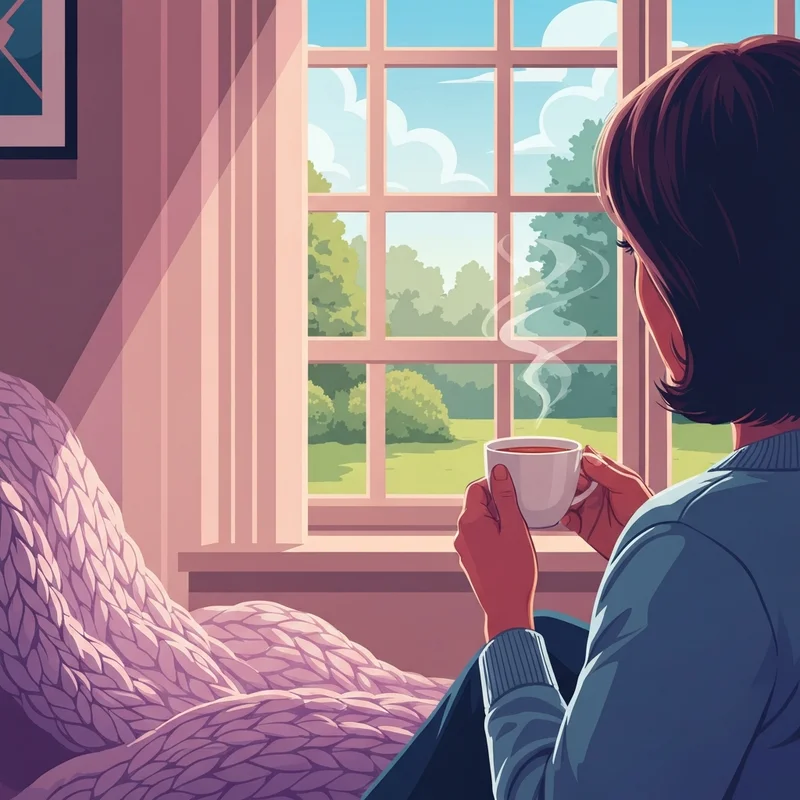 A serene visual representation of emotional reassurance and security showing a gentle embrace in a soft-lit room.