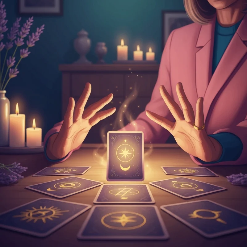 A close-up of a hand reaching for a glowing tarot card on a dark velvet cloth, illustrating yes or no tarot accurate methods.