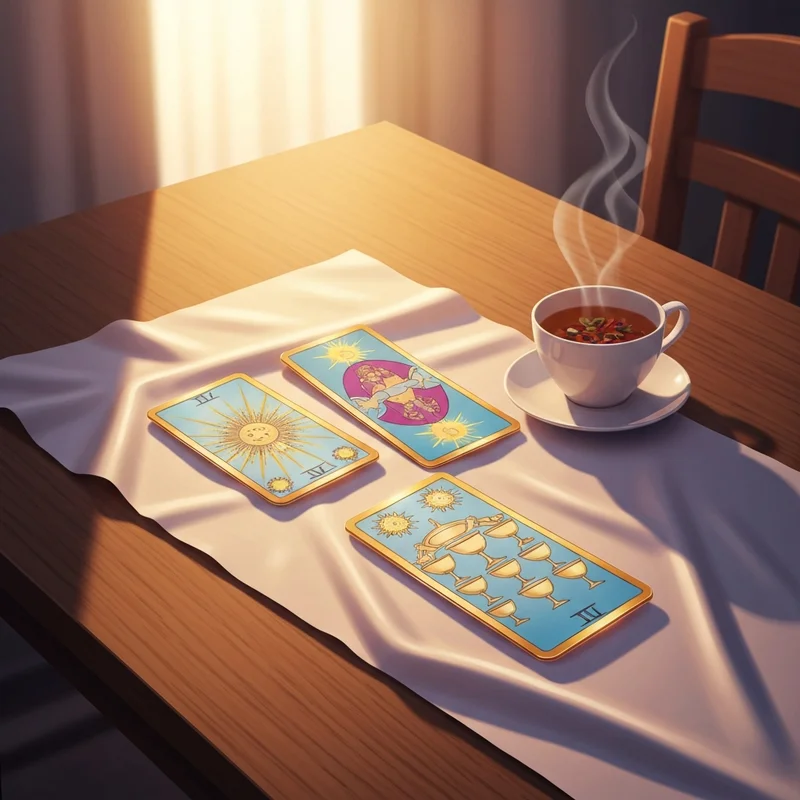 A mystical and soothing tarot spread featuring the Ten of Cups and Four of Wands, optimized for a free accurate tarot reading for love and marriage.