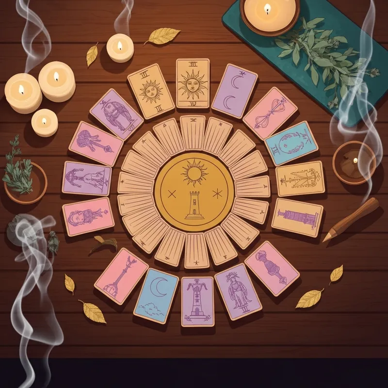 A mystical 22 tarot card meaning illustration showing the Fool's Journey through archetypal symbols and soft celestial light.