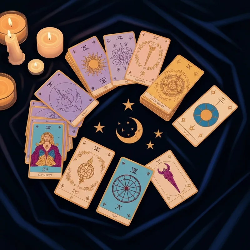 A collection of 22 Major Arcana tarot cards spread out on a velvet cloth, focusing on the primary keyword how many major arcana are there.