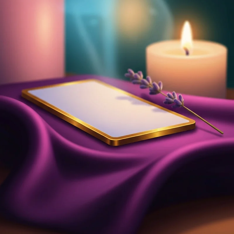 A single 1 card tarot pull showing a glowing card on a dark velvet surface with soft lavender and candle light.