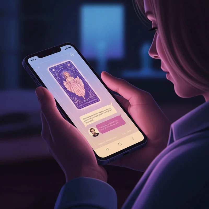 A mystical digital interface showing a free psychic reading online with glowing tarot cards and a soothing celestial background.