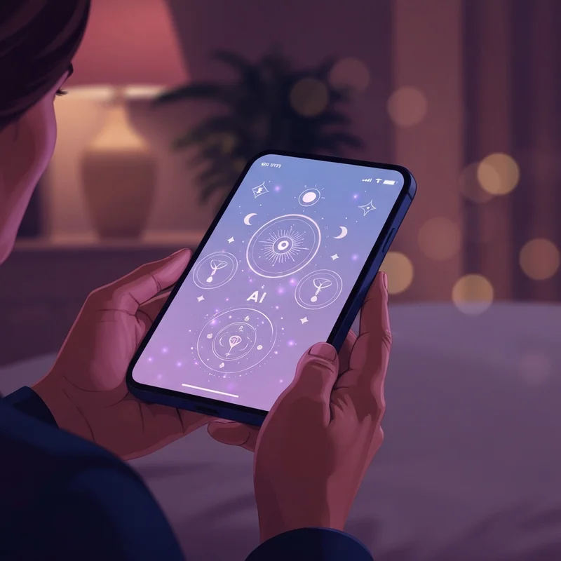 A mystical digital interface showing a love fortune teller online free portal with soft glowing stars and heart motifs.