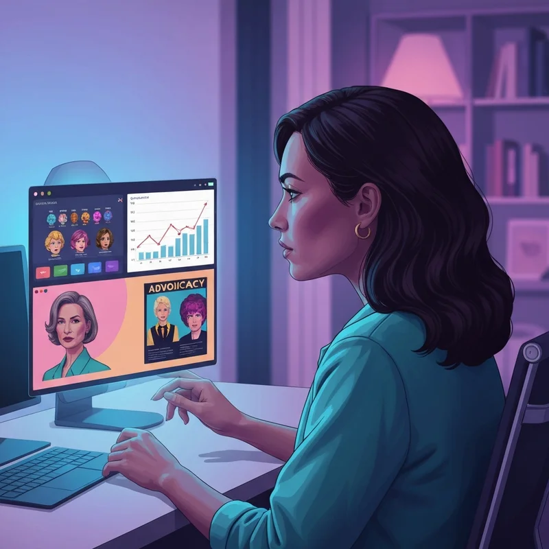 A diverse young woman strategically managing a digital interface for the of girls gaming and advocacy trends in 2025.