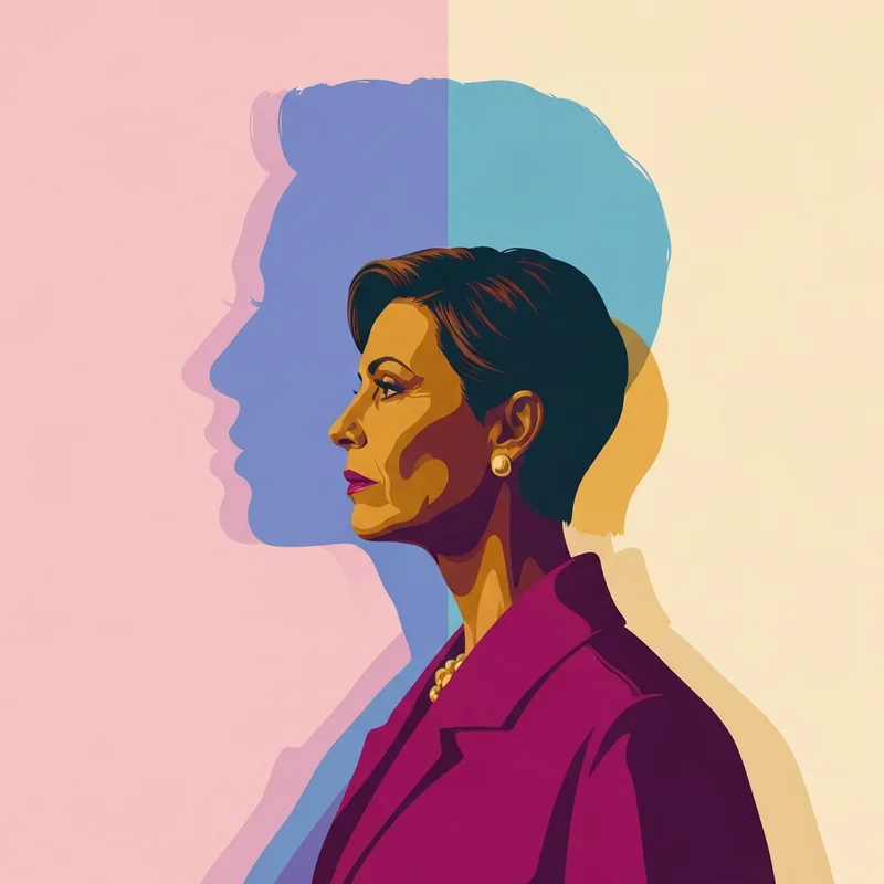 A cinematic visualization for multiple personality disorder films showing layered, translucent identities in soft blue light.