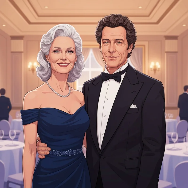 Lisa Marie Tasker and Eric Idle at a high-profile comedy event, showcasing their long-term marriage.