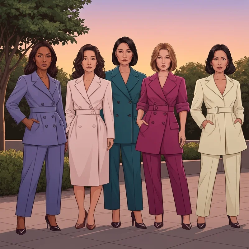 A group of stylish young women with petite frames showcasing diverse Asian heritage and modern fashion trends.