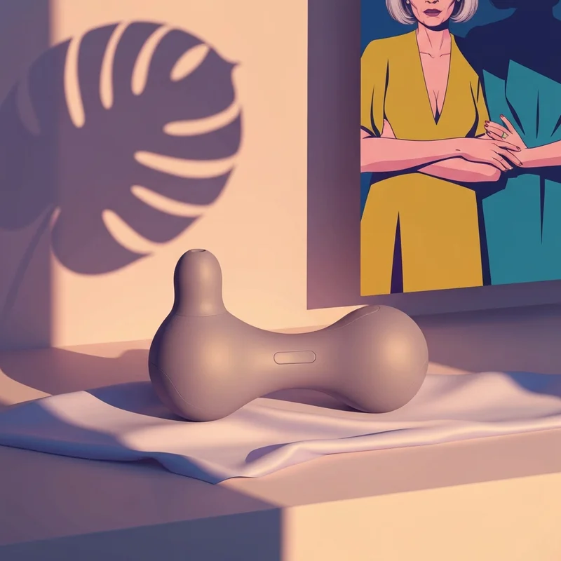 A sleek, ergonomic modern pleasure device illustrating the vibrator as a wellness tool in a soft-lit, minimalist setting.