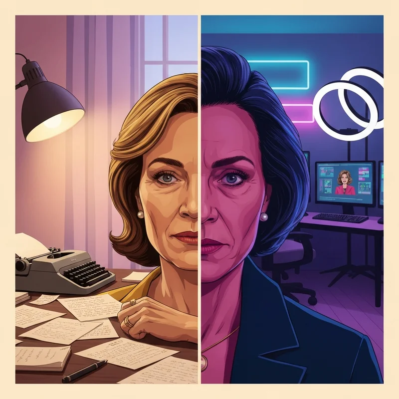 Conceptual portrait showing a dual-identity woman representing the literary and digital creator Memphis Monroe.