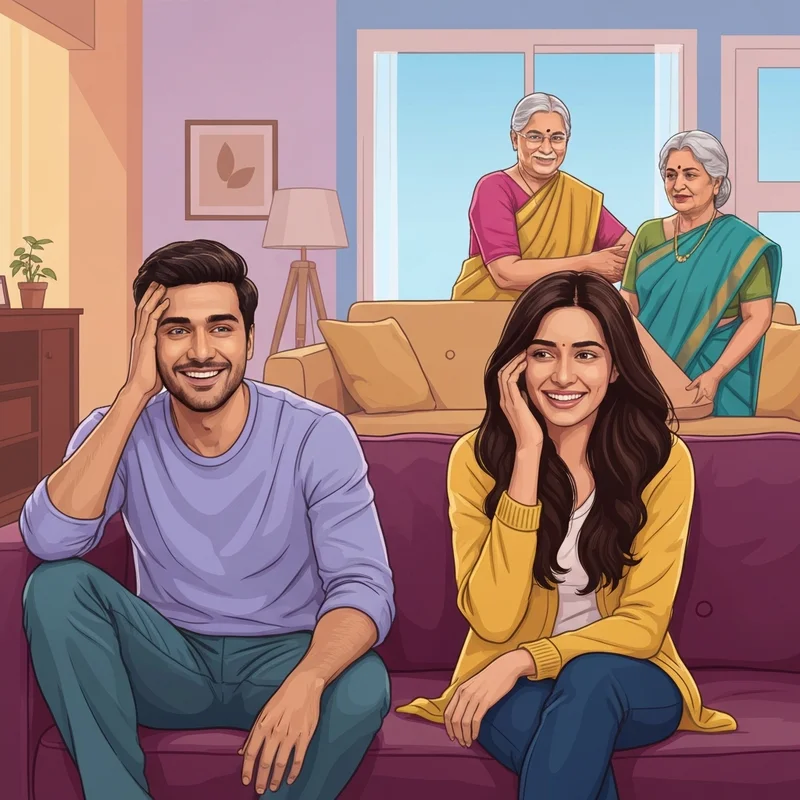 The cast of the web series very parivarik in a modern Mumbai apartment setting