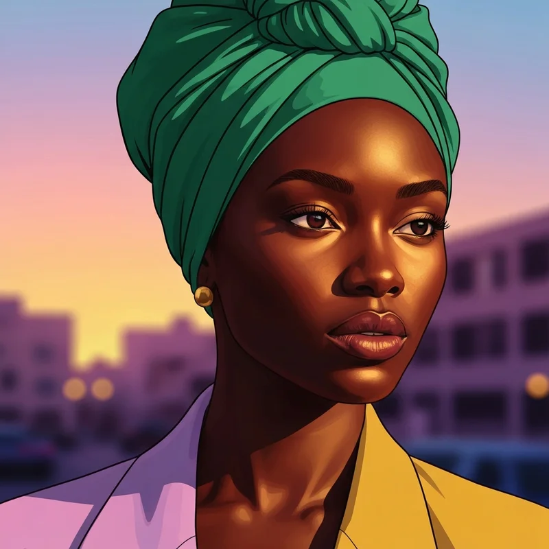 A high-fashion, aesthetic ebony dp featuring a young woman with glowing skin and a minimalist background.