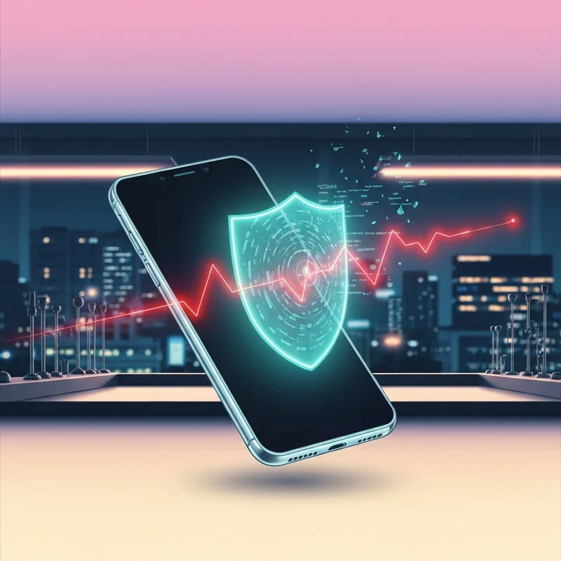 Abstract digital privacy shield protecting a smartphone from data streams, symbolizing safety against pinay sex scandal viral risks.