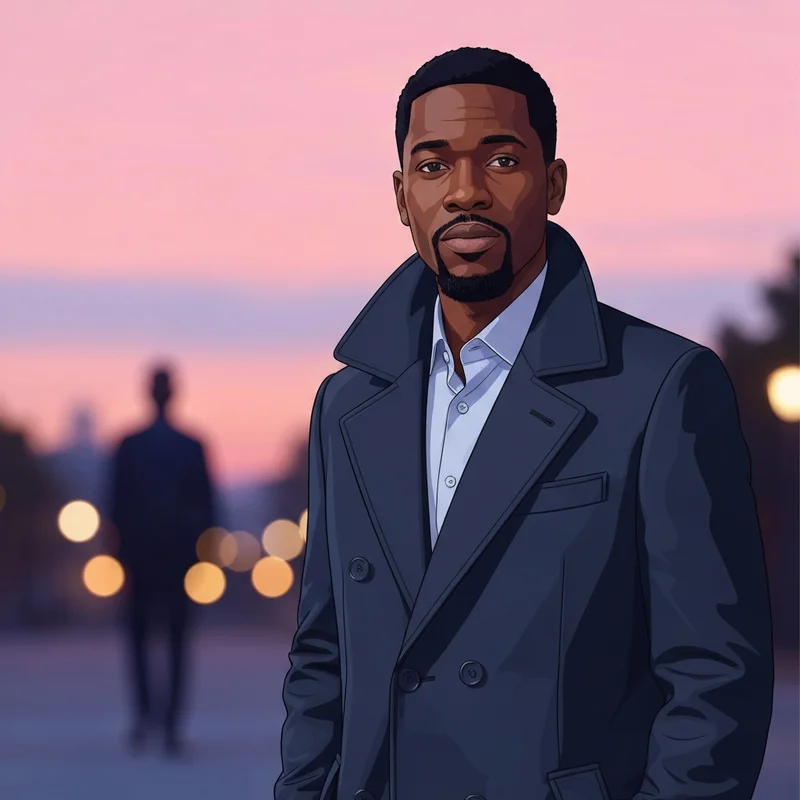 A sophisticated young black man in a modern urban setting representing the evolution of Tristan Wilds movies and tv shows.