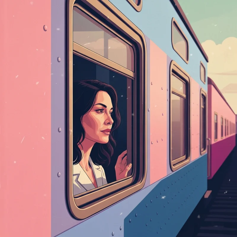 A serene visual representation of 'moments within moments' featuring an archival film aesthetic and a contemplative woman.