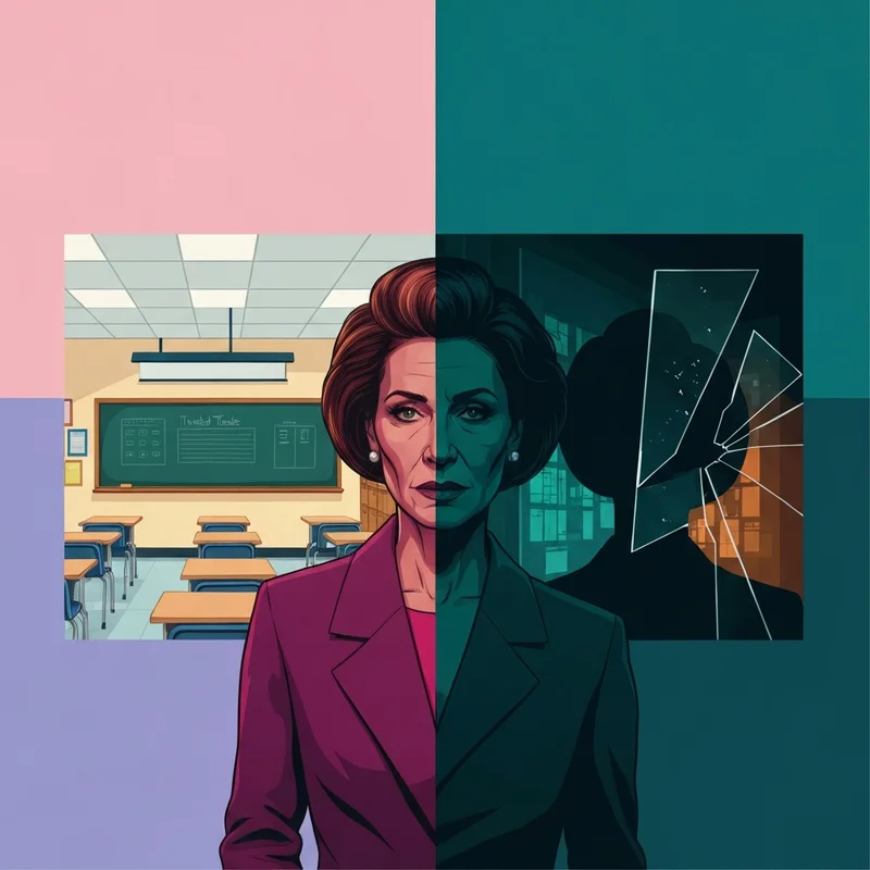 A symbolic representation of a double life showing a professional educator facade and a hidden shadow, relevant to the spencer herron case.