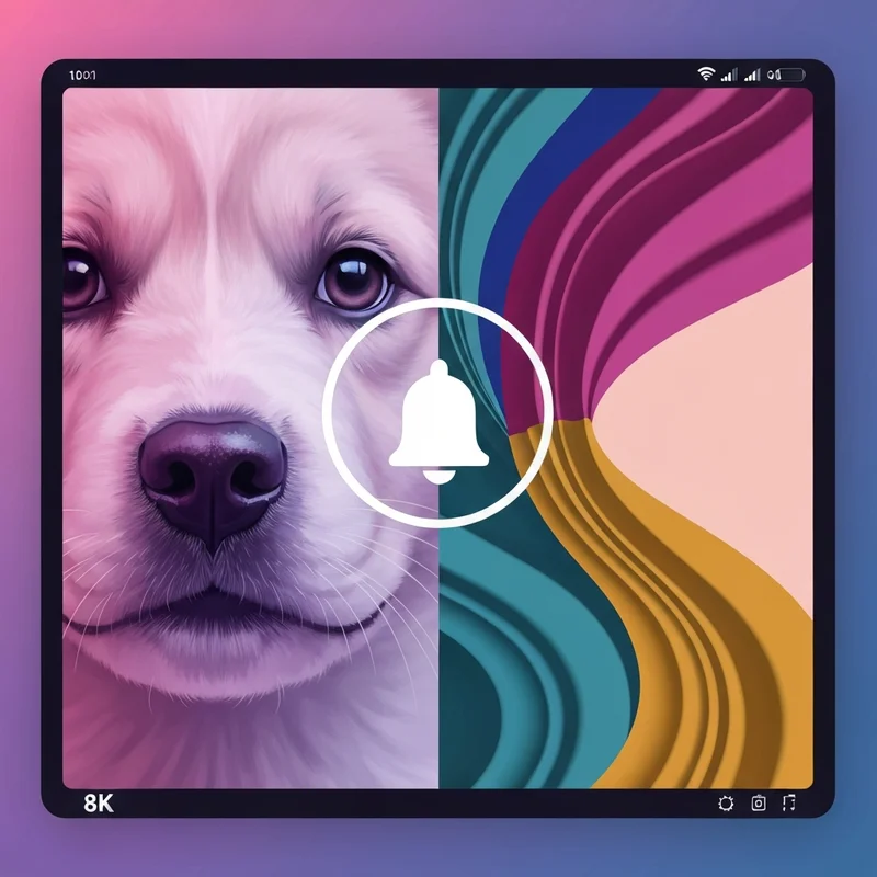 A symbolic digital alert icon surrounded by soft-focus imagery of a playful pet nose and stylish fashion textures, representing the big boops alert duality.