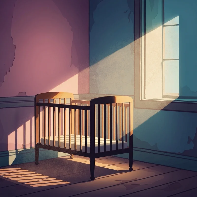 A symbolic artistic representation of historical child welfare themes related to the dying rooms documentary.