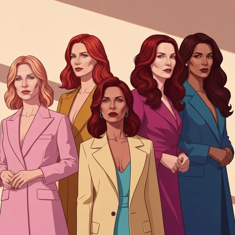 A gallery of iconic red headed actresses showcasing natural ginger and dyed auburn hair styles.