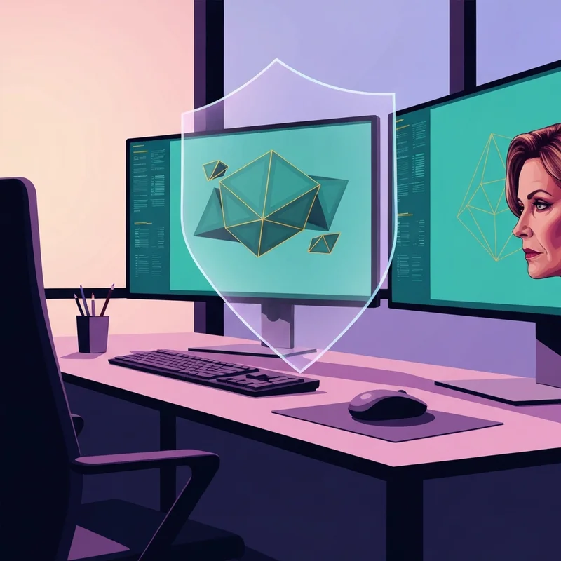 A high-tech digital safety dashboard showing shields and locked icons over a blurred background of social media video feeds representing the beurette video trend.