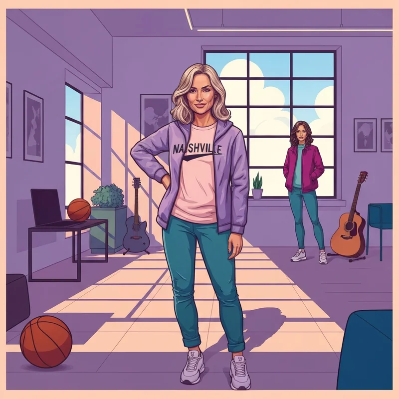 Madison Monroe lifestyle influencer and basketball player posing in a modern Nashville urban setting.