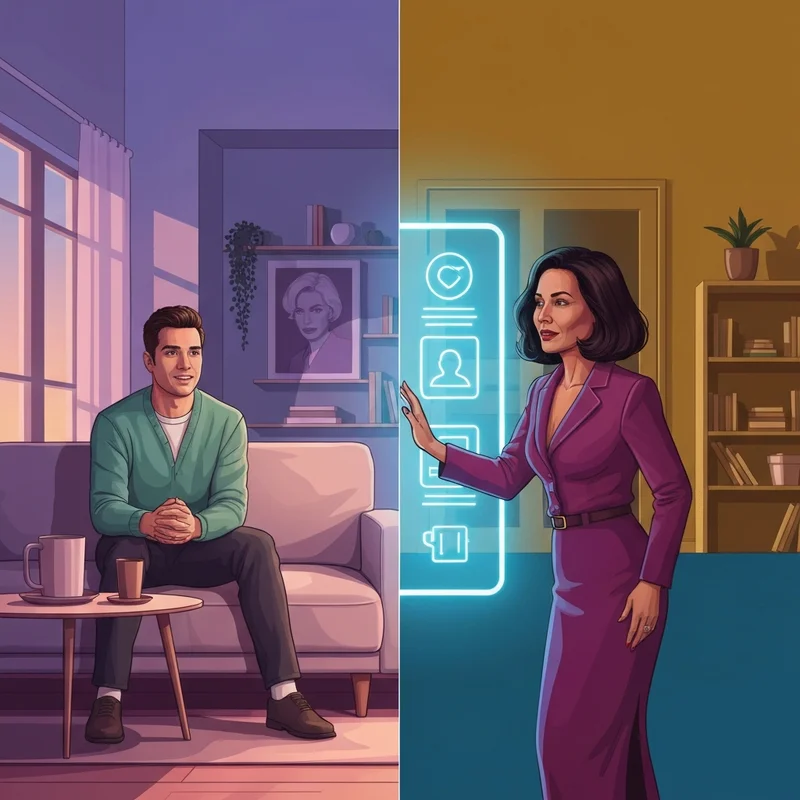 A cinematic conceptual image exploring the step sibling caught trope and digital media boundaries.