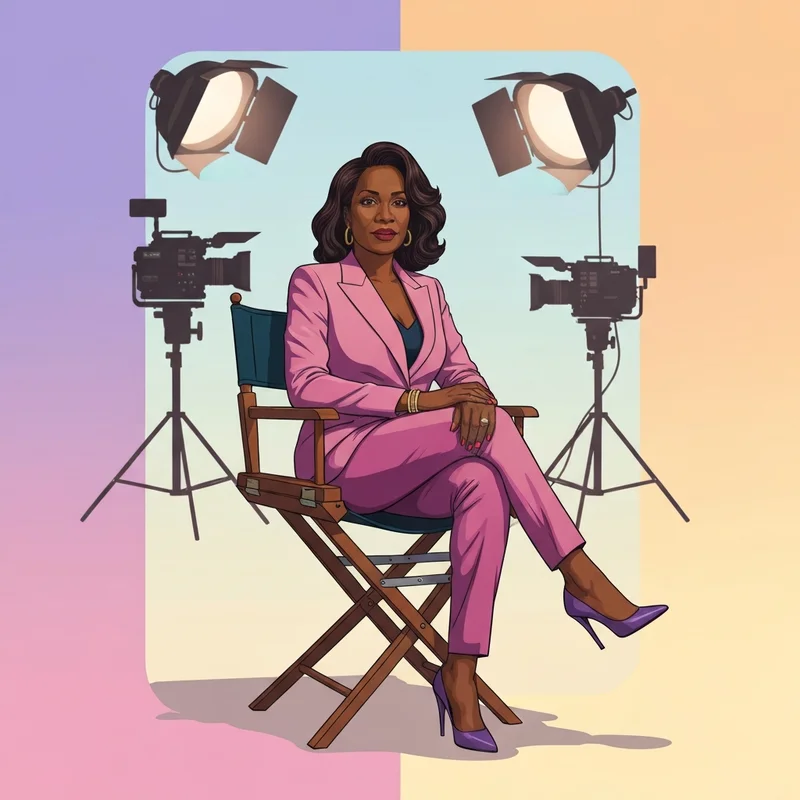 A comprehensive visual guide to tyra banks movies and tv shows featuring a high-fashion producer in a cinematic studio setting.