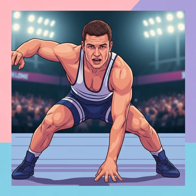 Aidan Wallace Duke University wrestler in a competitive stance on the mat, representing collegiate athletic excellence.