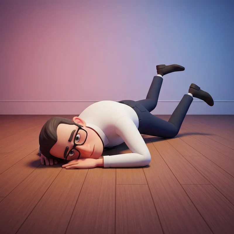 A detailed 3D digital illustration of the iconic family guy death pose used in memes and animation tutorials.