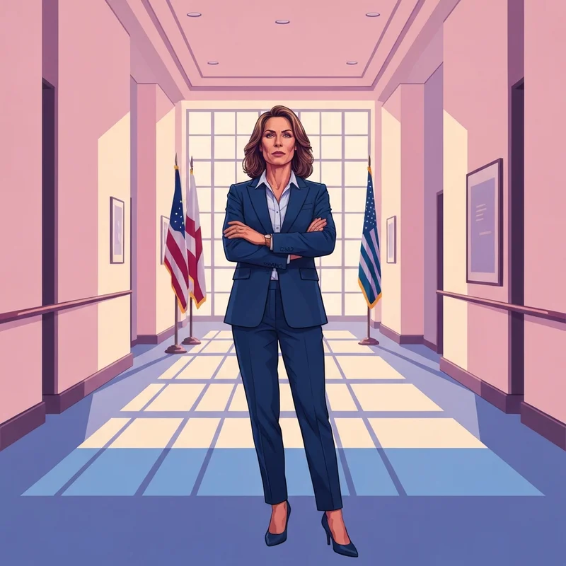 Portrait of Secretary Kristi Noem in a professional setting, highlighting kristi noem height and stature.