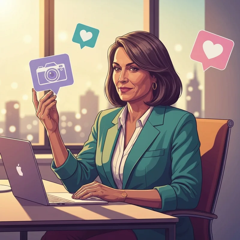 A professional digital profile of Rozzy Mendoza showing various social media interaction symbols and a warm, authentic atmosphere.