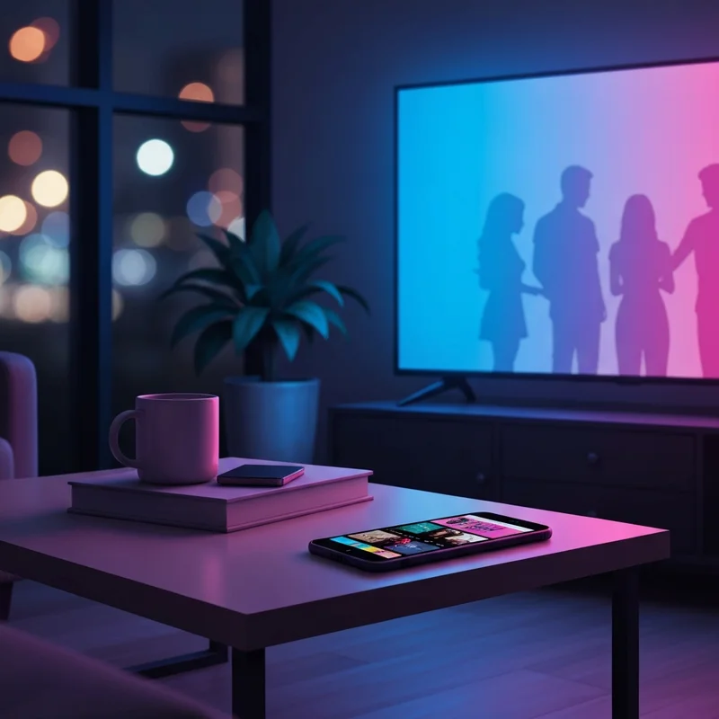 A cinematic and abstract representation of intense human connection and digital media influence for the topic high on sex.