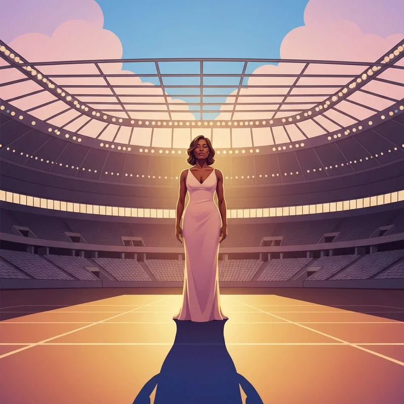 A symbolic and dignified representation of a female gymnast standing in a beam of light, representing mckayla maroney naked truth and resilience.