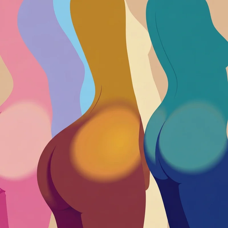 A body-positive artistic silhouette celebrating diverse shapes and natural fat ass distribution for confidence.