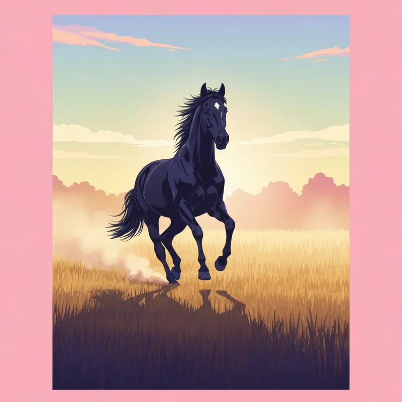 A cinematic shot of a majestic horse and rider at sunset, representing the emotional depth of horse movies.