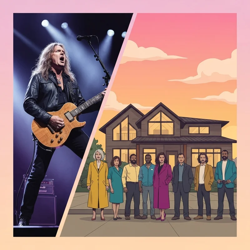 The extreme.family.2025 movement: A conceptual blend of a high-energy rock concert and a modern, sustainable home renovation site.