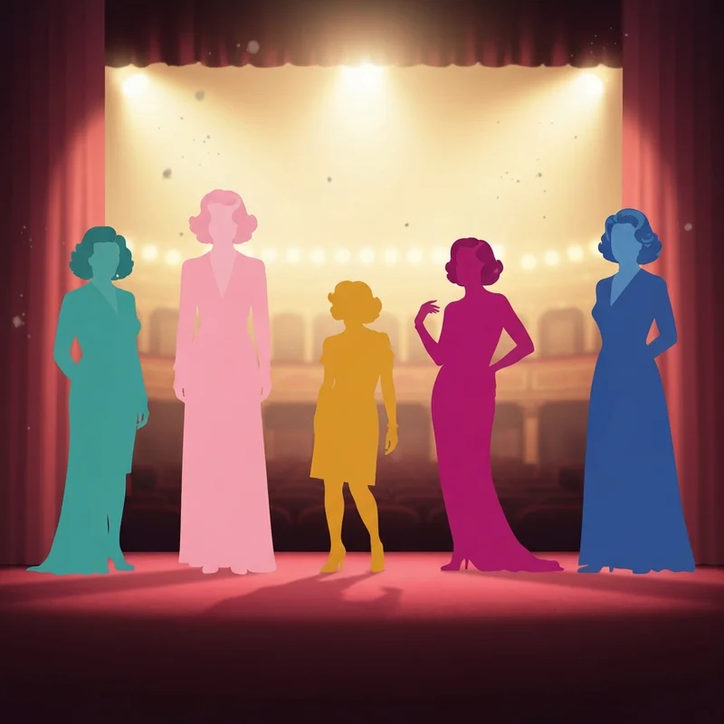 A serene and dignified memorial gallery featuring soft lighting and cinematic archetypes representing actresses who passed away, evoking a sense of legacy and peace.