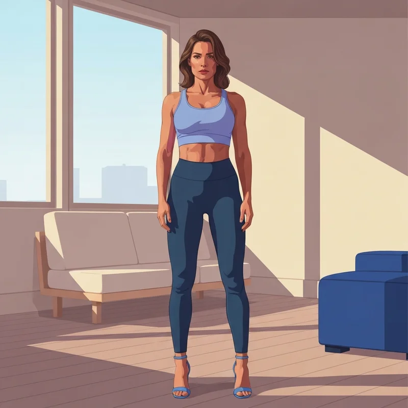 Portrait of Fati Vázquez, a Spanish fitness influencer with a background in aviation, showing her modern lifestyle and athletic persona.