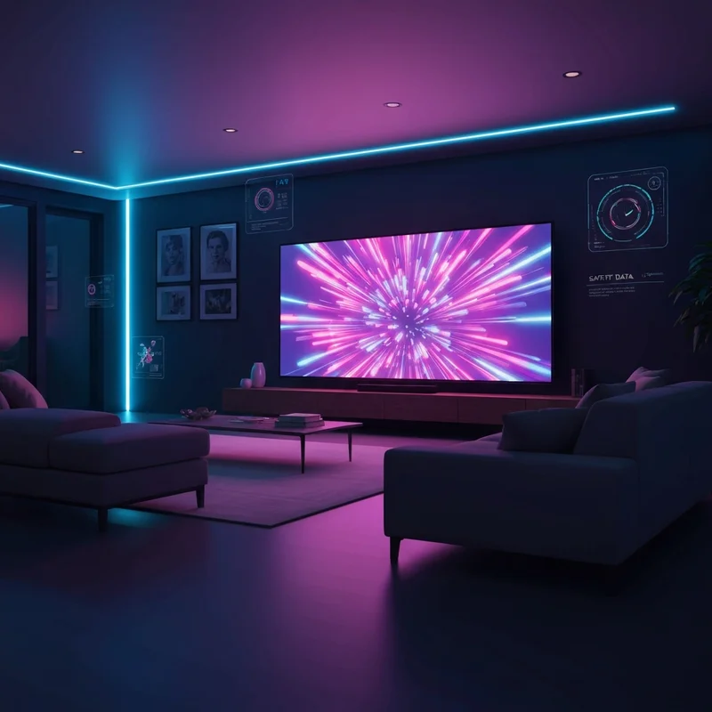 Cinematic visual of a high-tech home theater setup with a glowing 4K screen, symbolizing fullmoviehd4k streaming.