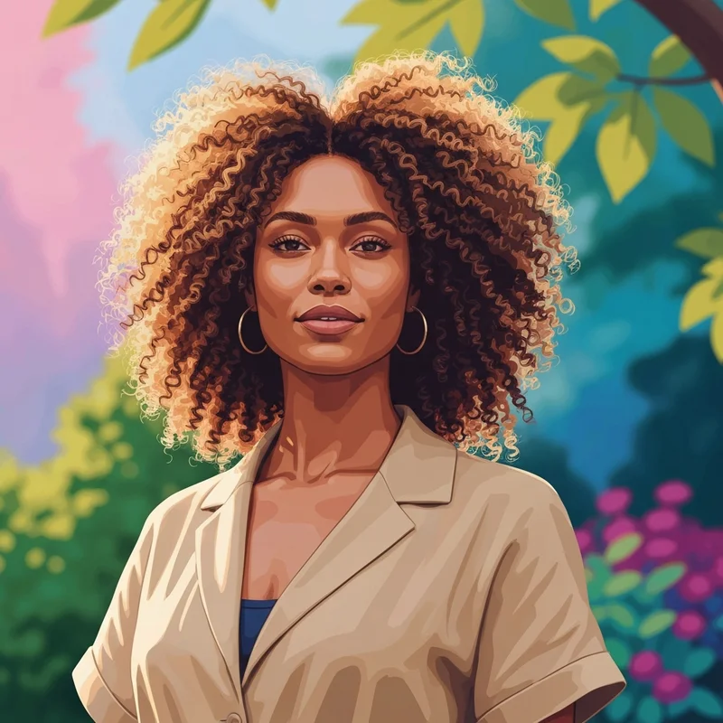A young multiracial woman with vibrant, defined curls standing in soft natural light, representing the mixed girl experience.