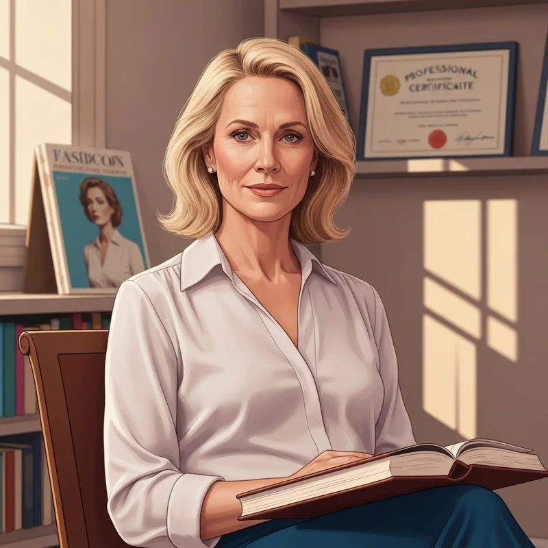 Portrait-style depiction of Mary Forsberg reflecting her dual legacy as a 90s fashion icon and a modern mental health advocate.