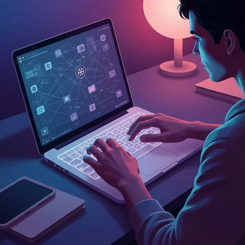 A futuristic digital interface showing a secure connection to a movie streaming database, representing myflixers safety.