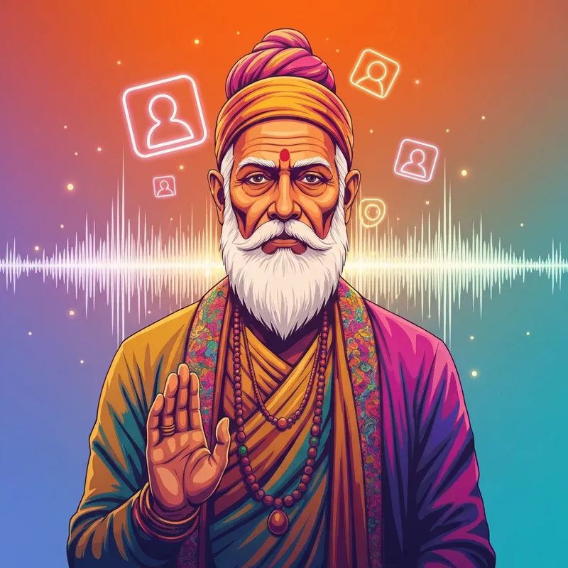 A vibrant digital representation of the desibaba viral phenomenon featuring music and comedy elements.