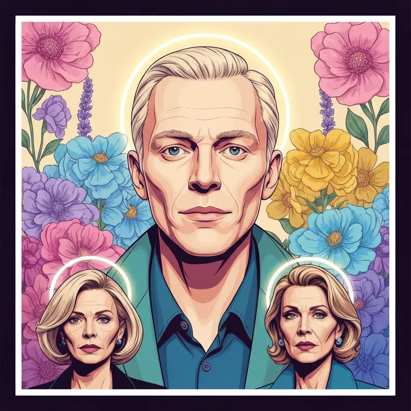 A surrealist artistic portrait in the style of Pierre Commoy featuring vibrant colors and hand-painted details.