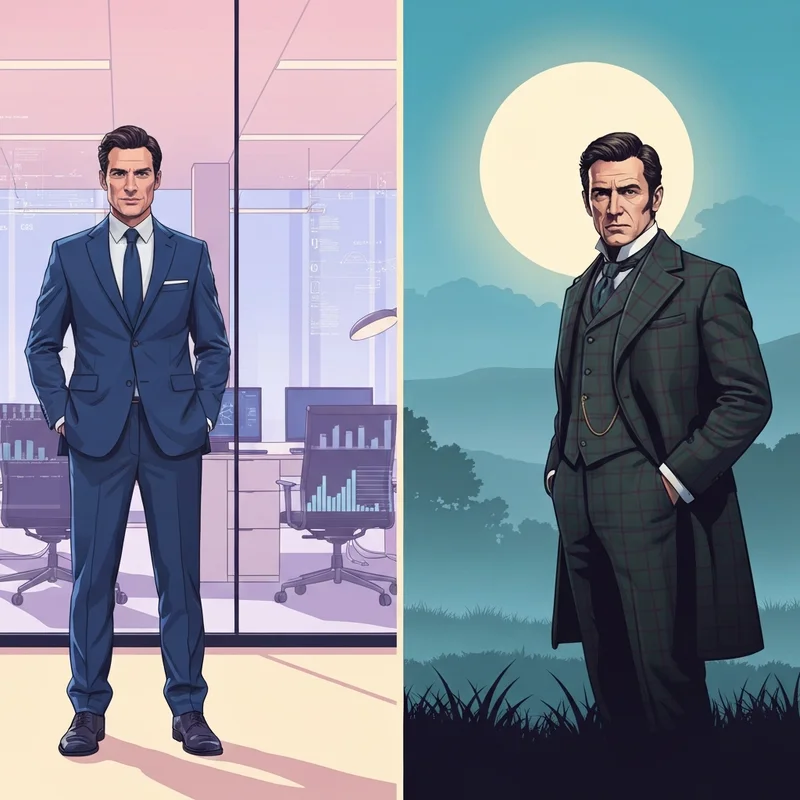 Professional profile of raymond adamson comparing a modern business leader and a classic dramatic actor.