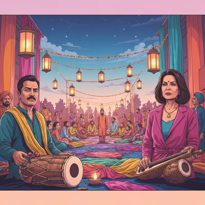 A vibrant 2025 cultural festival scene with traditional music instruments and spiritual symbols representing the Gadhi 2025 updates.