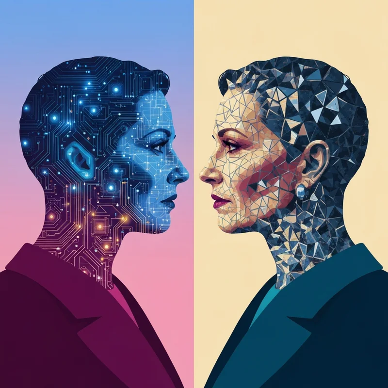 A conceptual split-screen image illustrating the internal differences between npd and autism using abstract brain patterns and puzzles.