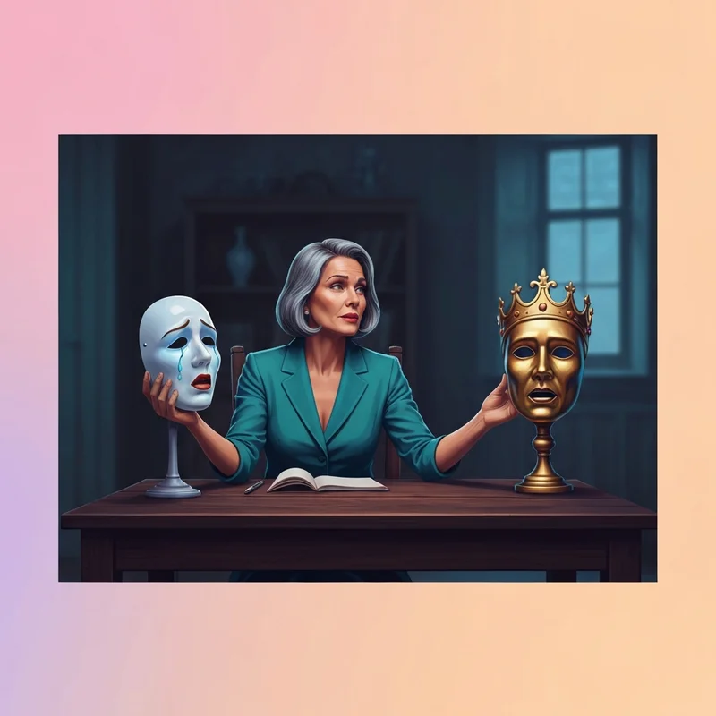 Two masks representing the internal conflict and differences between BPD or NPD personality traits.