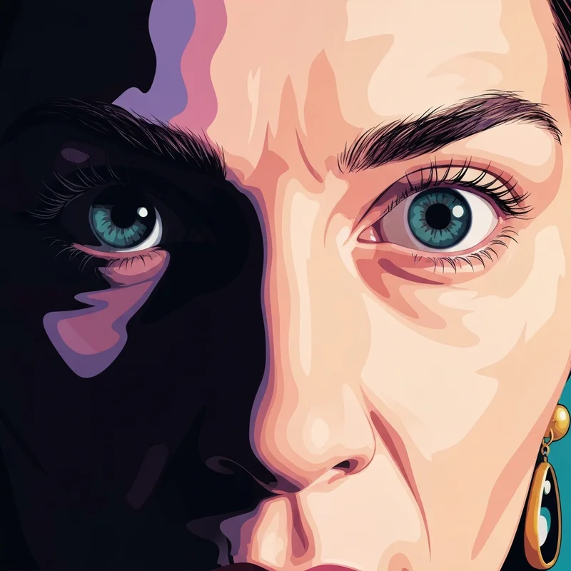 A close-up of intense eyes with dilated pupils illustrating the phenomenon of npd eyes in a toxic relationship context.