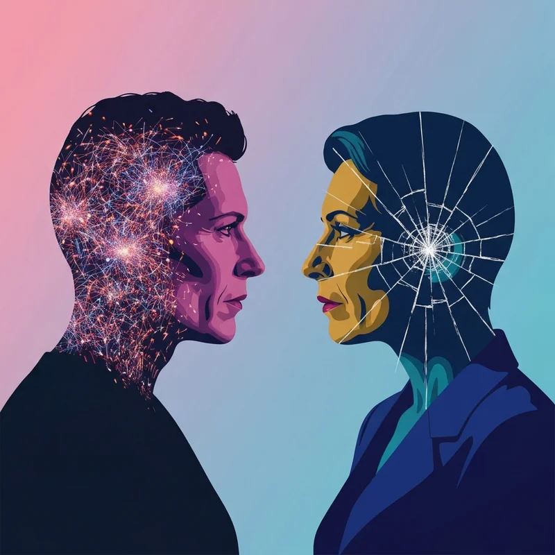 A symbolic representation of two overlapping brain profiles illustrating the complexity of npd and adhd traits.